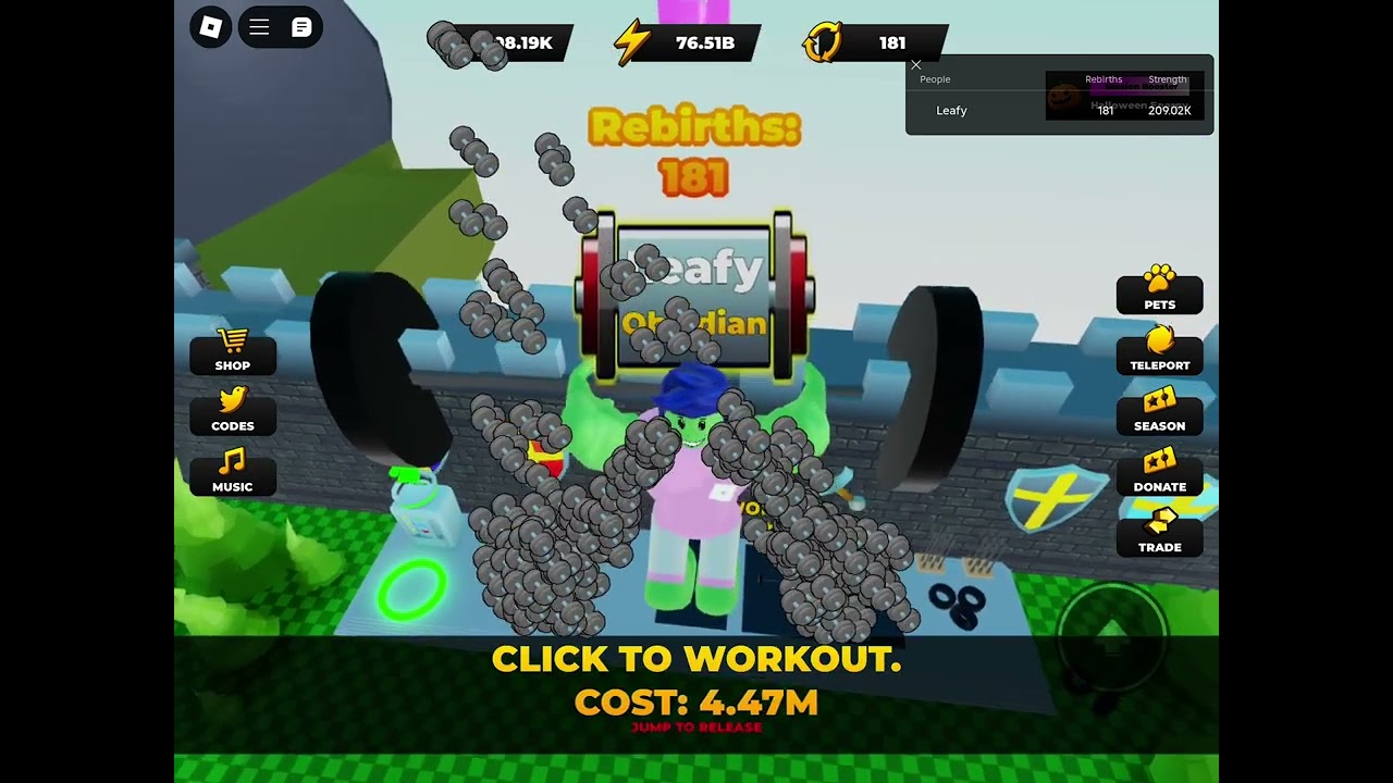 Speedrunning strongman simulator with the Halloween boost (credit to The Gang Stockholm)