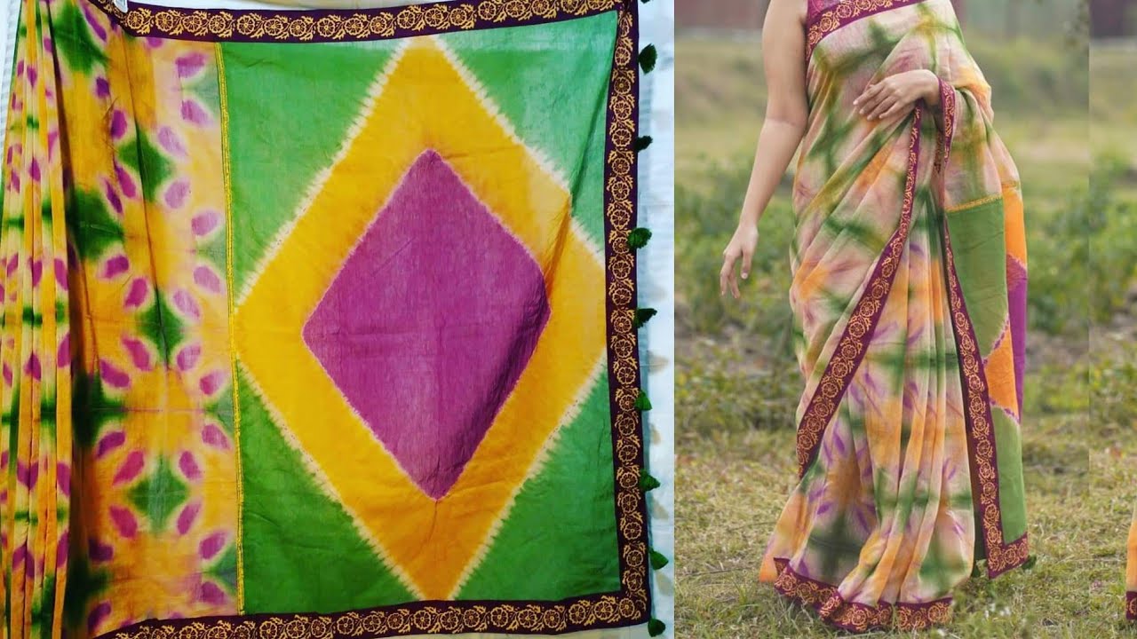 Tie-dye saree || tie-dye pattern p:30 ||tie-dye technique & block print saree || shibori tie-dye