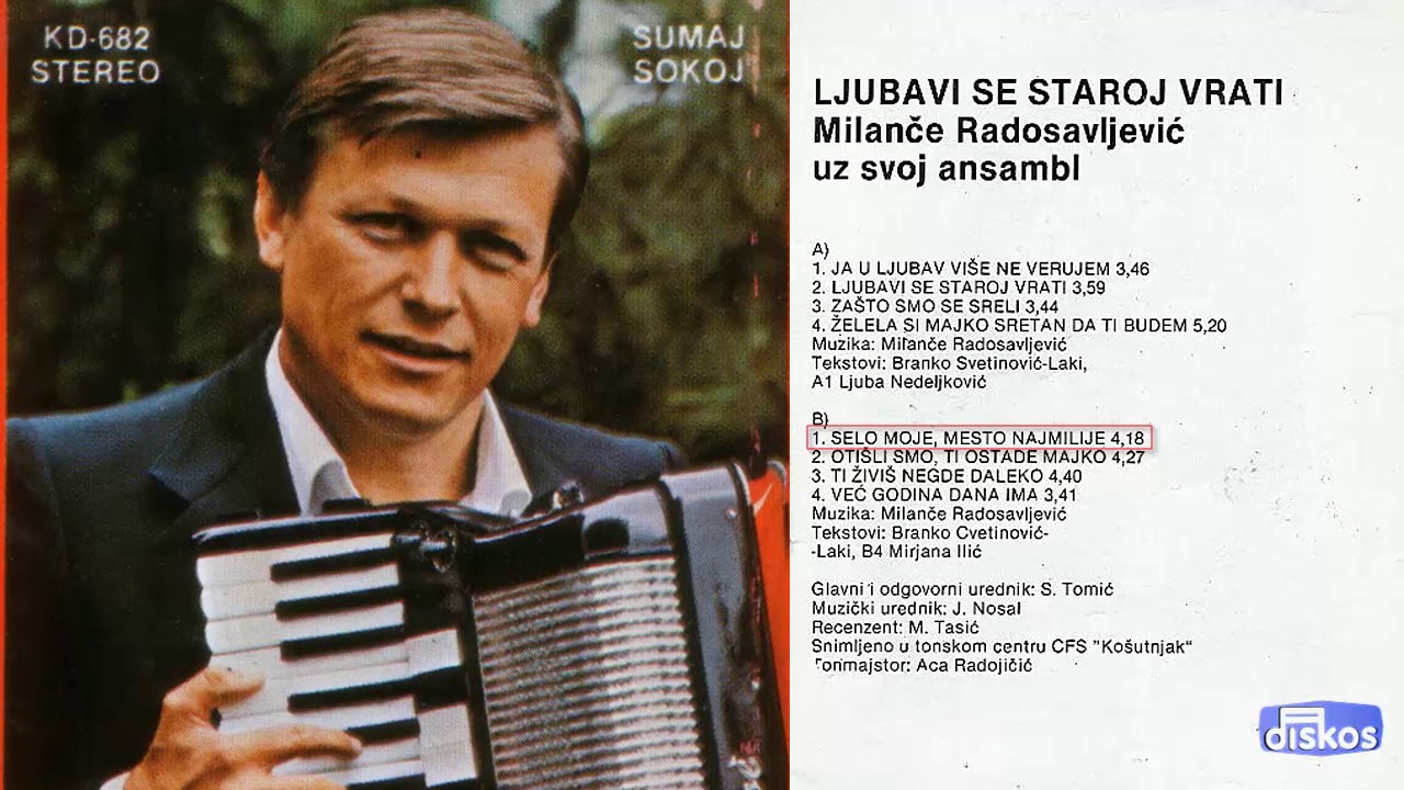 Milance Radosavljevic - Selo moje, mesto najmilije - (Audio 1982)
