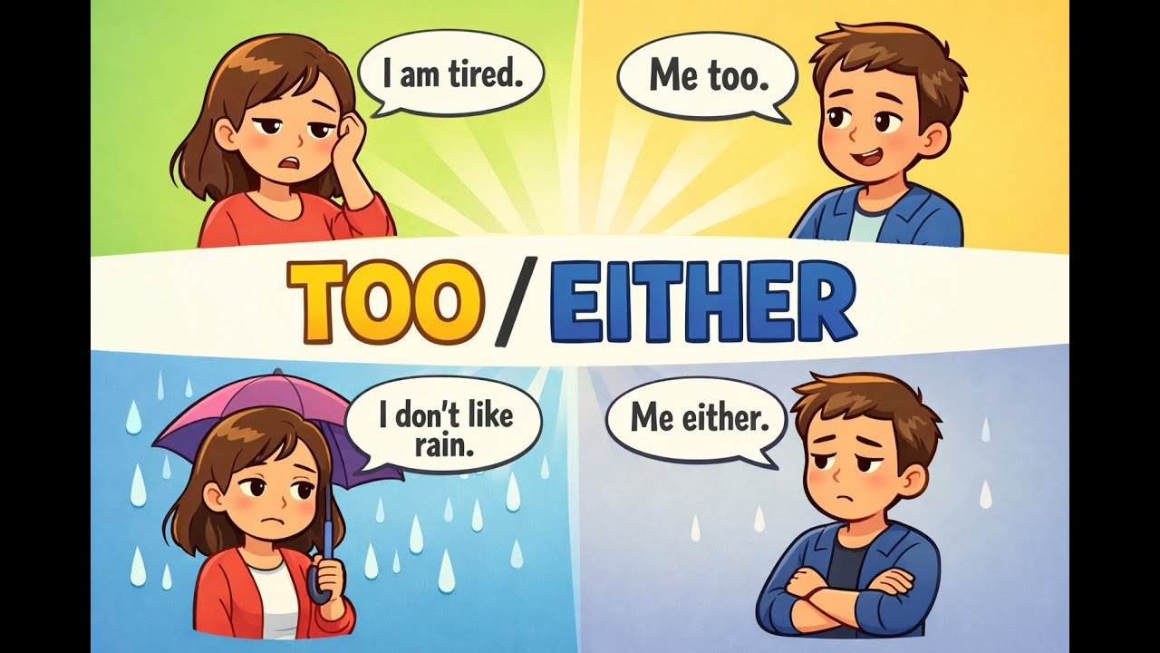 Video 100 какая разница между too / either в значении 