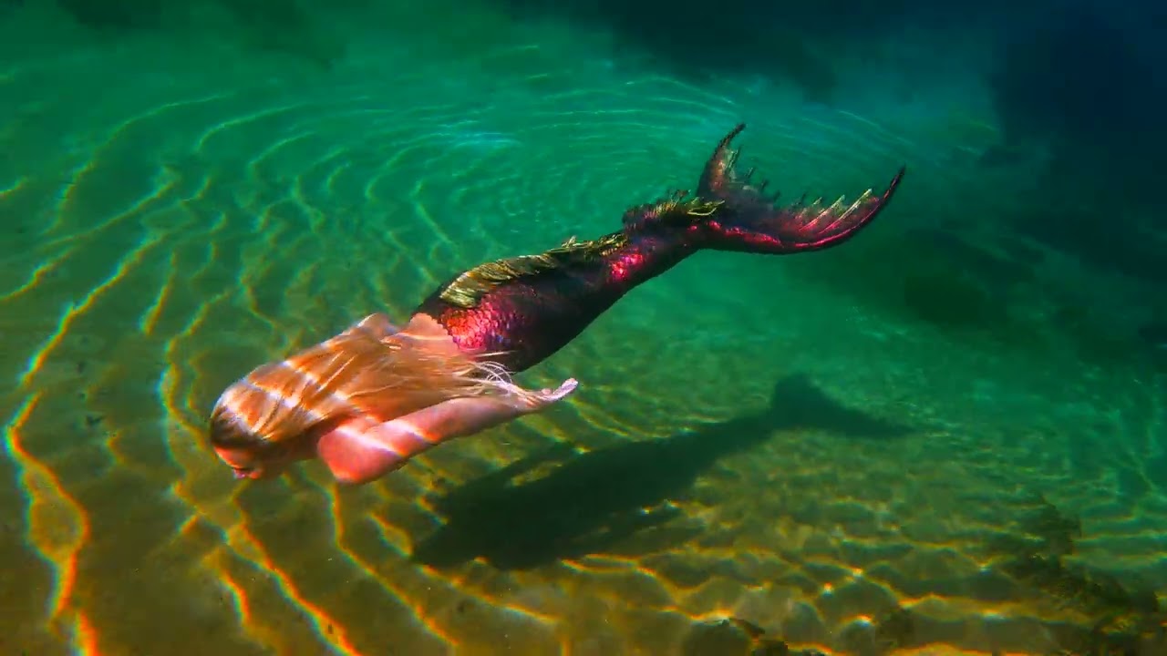 Color changing mermaid shifting colors underwater