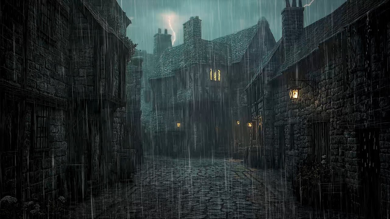 Discover Serene Bliss With Ambient Rain in Medieval Port Town 🏰 Immerse in The Rain Melody