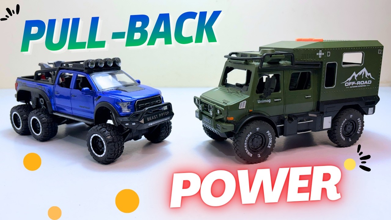 Ford Raptor Off Road SUV vs Army Truck 🚙 Honest Review | Pull Back Toy with Sound & Light