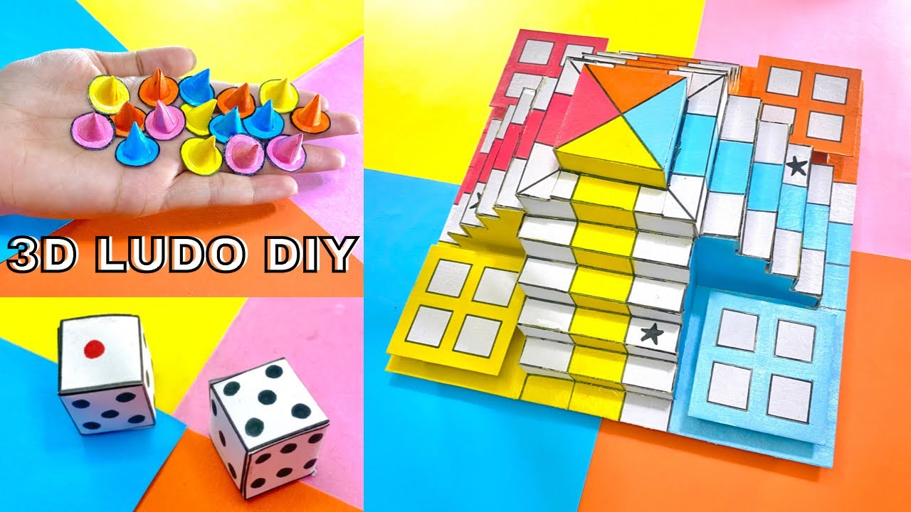 3D Ludo board game Diy | How to make Ludo at home | Step-by-step guide on how to make elevated Ludo.