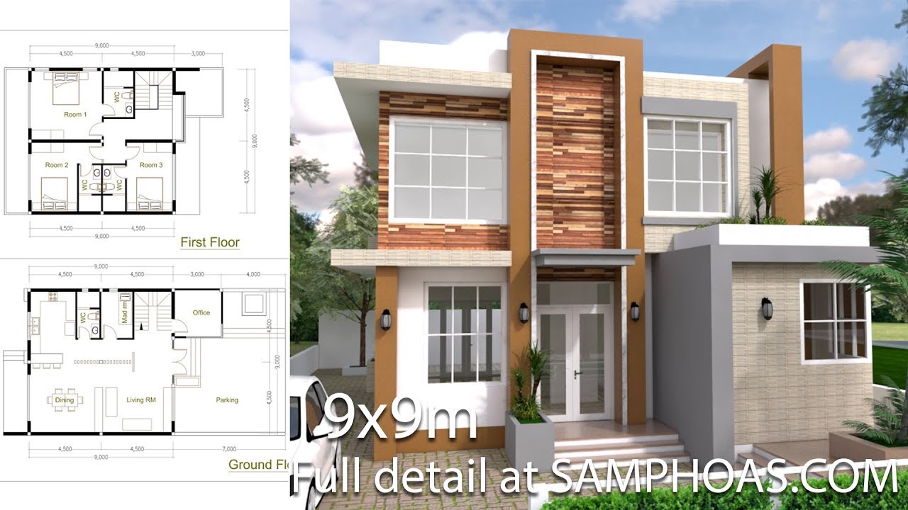 Sketchup Modern Home Plan 9x9m Redesign