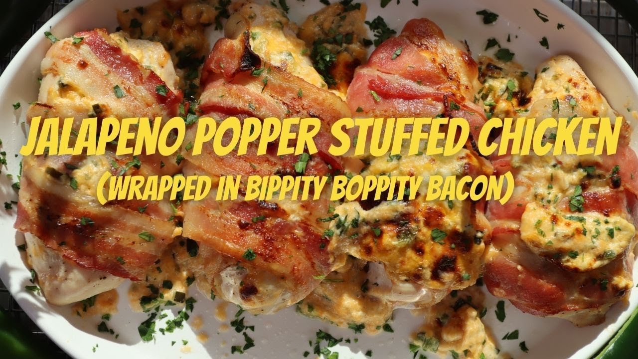 Jalapeno Popper Stuffed Chicken Wrapped in BACON!