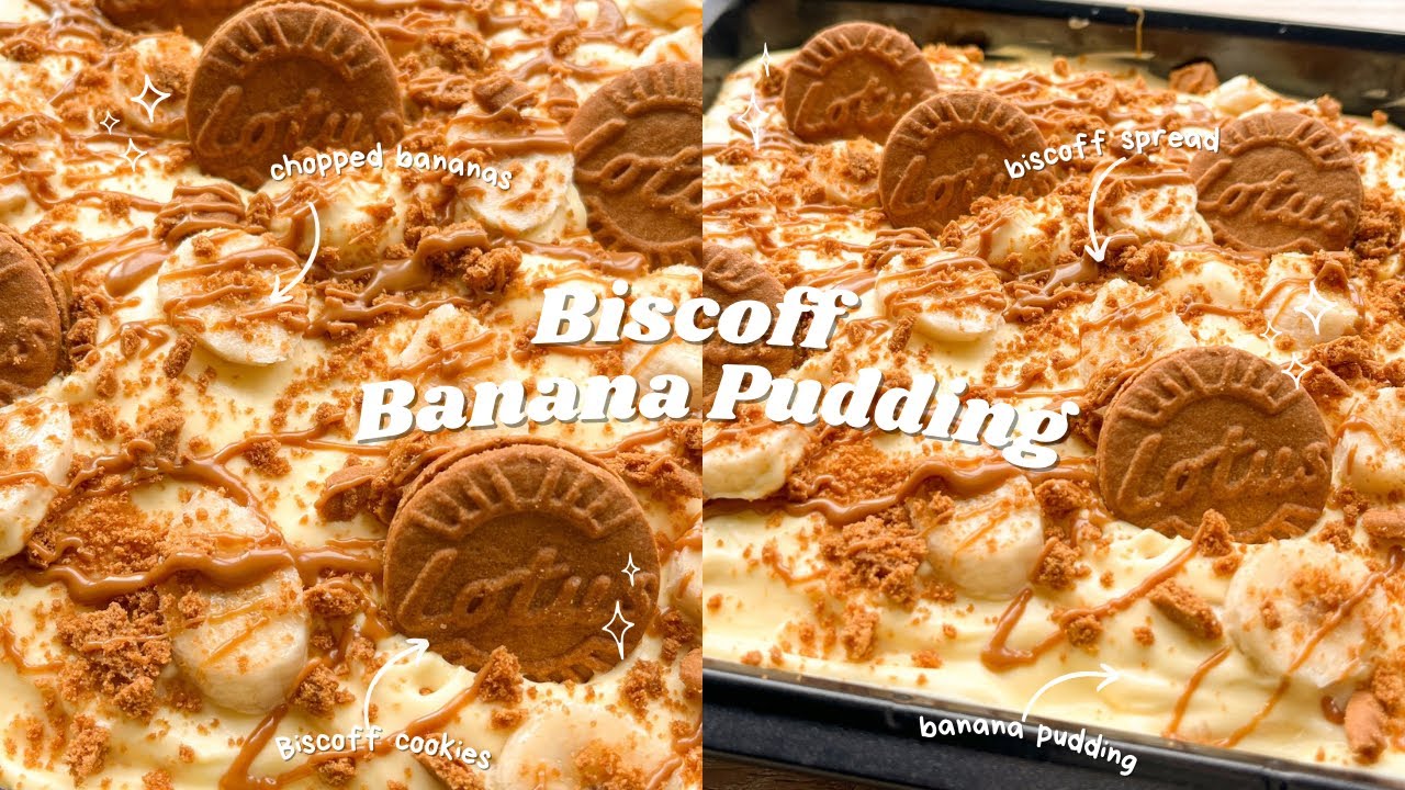 Creamy Biscoff Banana Pudding 🍌bake with me 