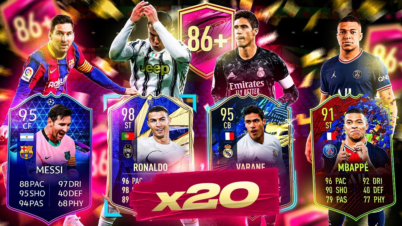 What do you get from 20 Guaranteed 86+ Futties Player Pick Packs?