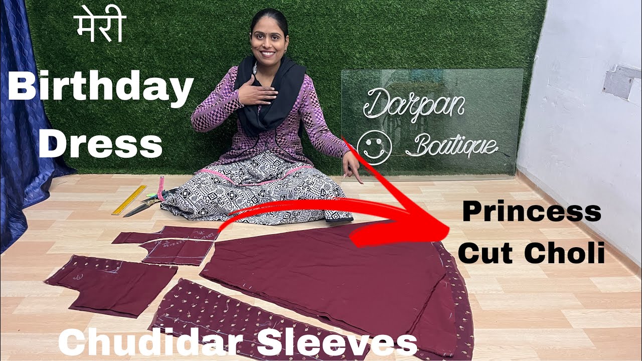 Didi ki Brithday Dress 👗/ Long Umbrella Frock with Chudidar Sleeves and Princess Cut Choli Cutting