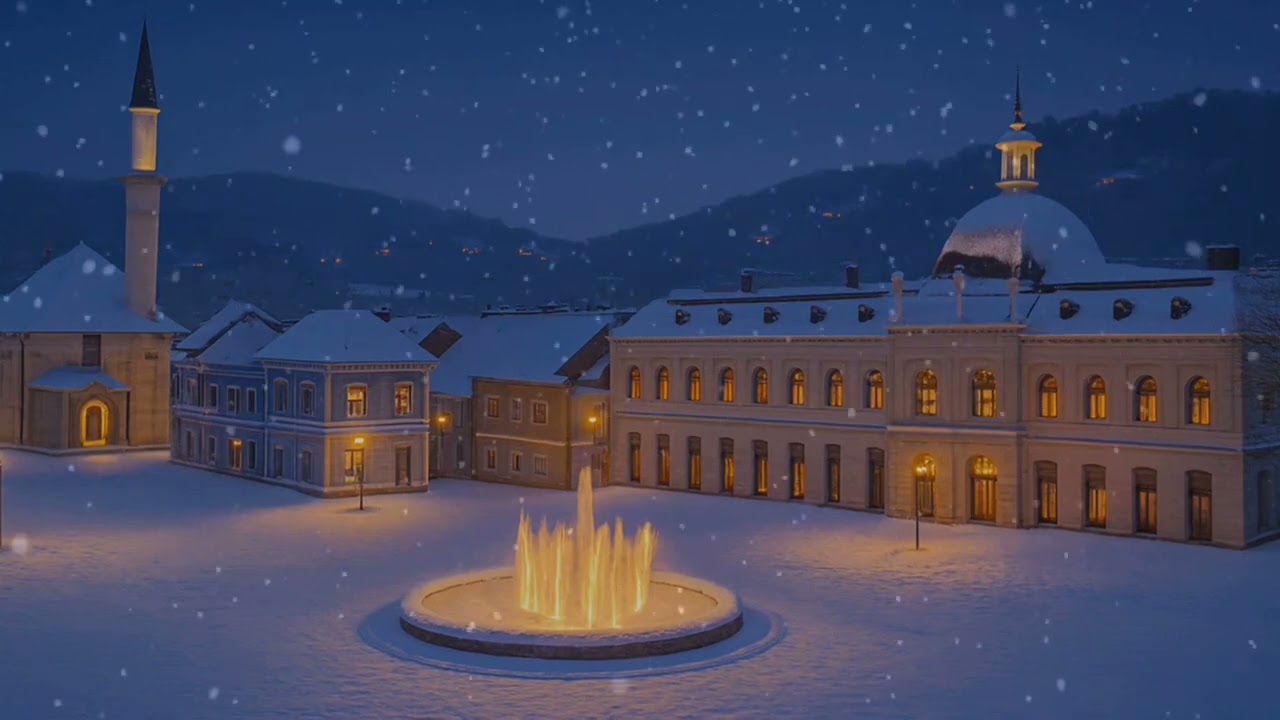 ❄️ SNJEŽNA NOĆ NA TRGU SLOBODE: Tuzlanska Idila & Relax Muzika Winter in Tuzla: Snowy Freedom Square