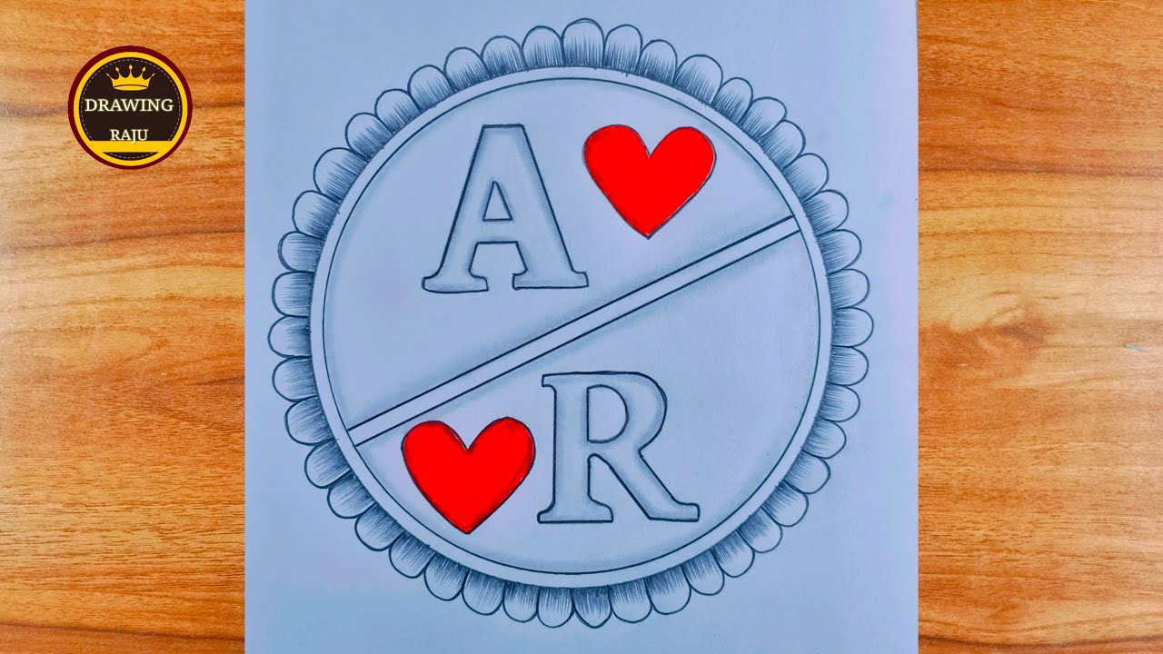 How to make A❤️R Couple letter drawing||simple A+R letter drawing with pencil sketch art video 