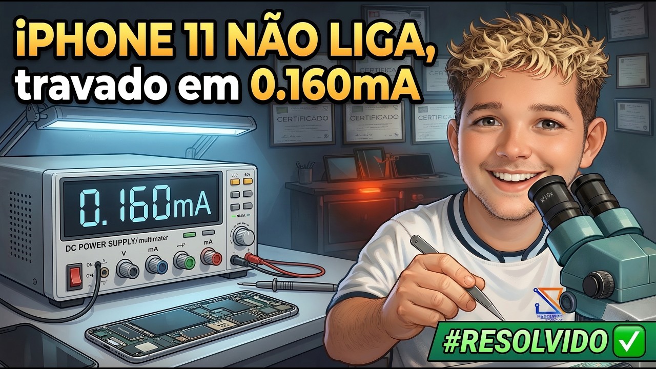 iPhone 11 nao liga - Travado em 0,160mA 