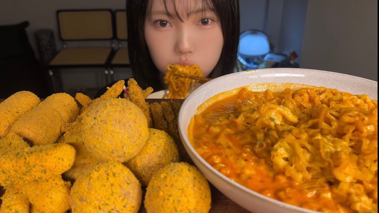 뿌링클 사이드, 까르보 불닭 ASMR MUKBANG 💛 BBurinkkle and Carbo Buldak #eatingsounds
