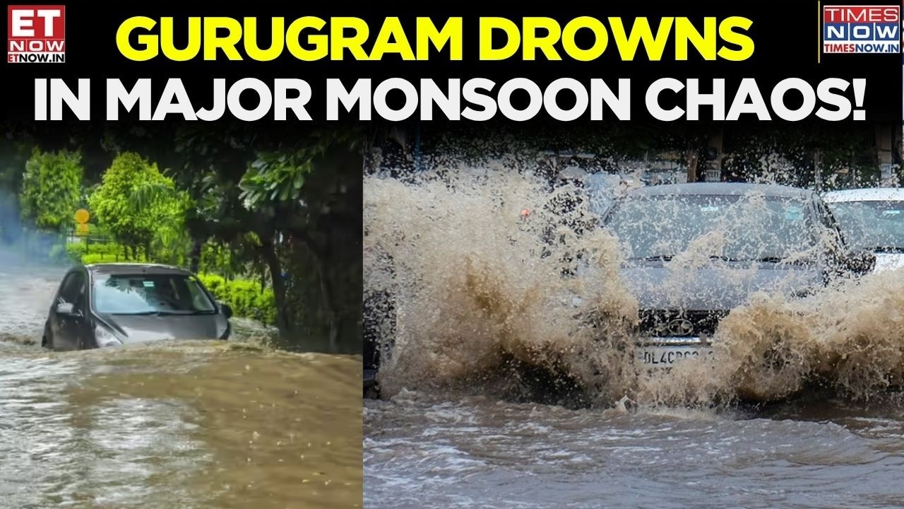 Gurugram Drowns In Monsoon Mayhem: Roads Collapse, Cars Submerged & Traffic Comes To A Standstill