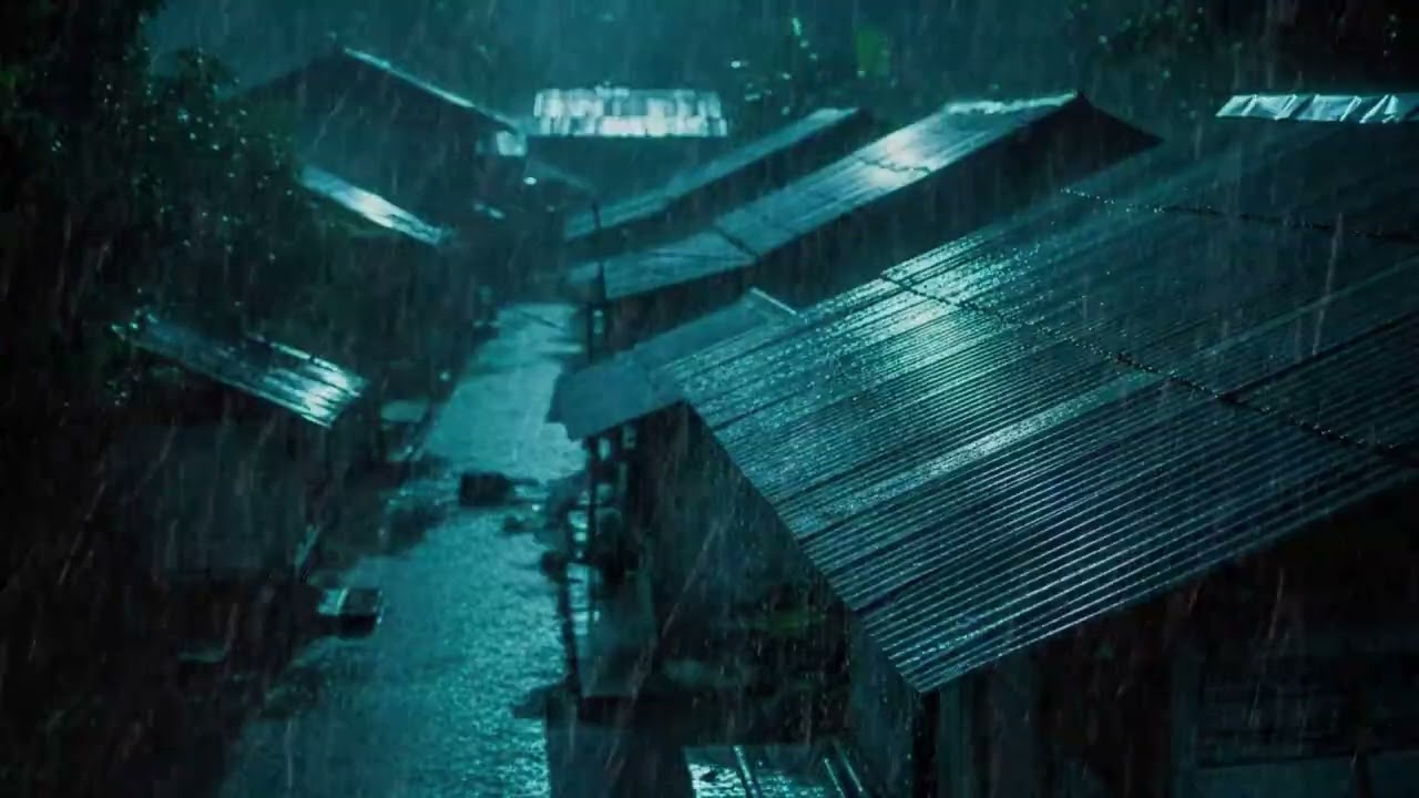 No Ads Rain Sounds for Sleeping - ASMR Violent Night Rain On Tin Roof for Calm Sleep