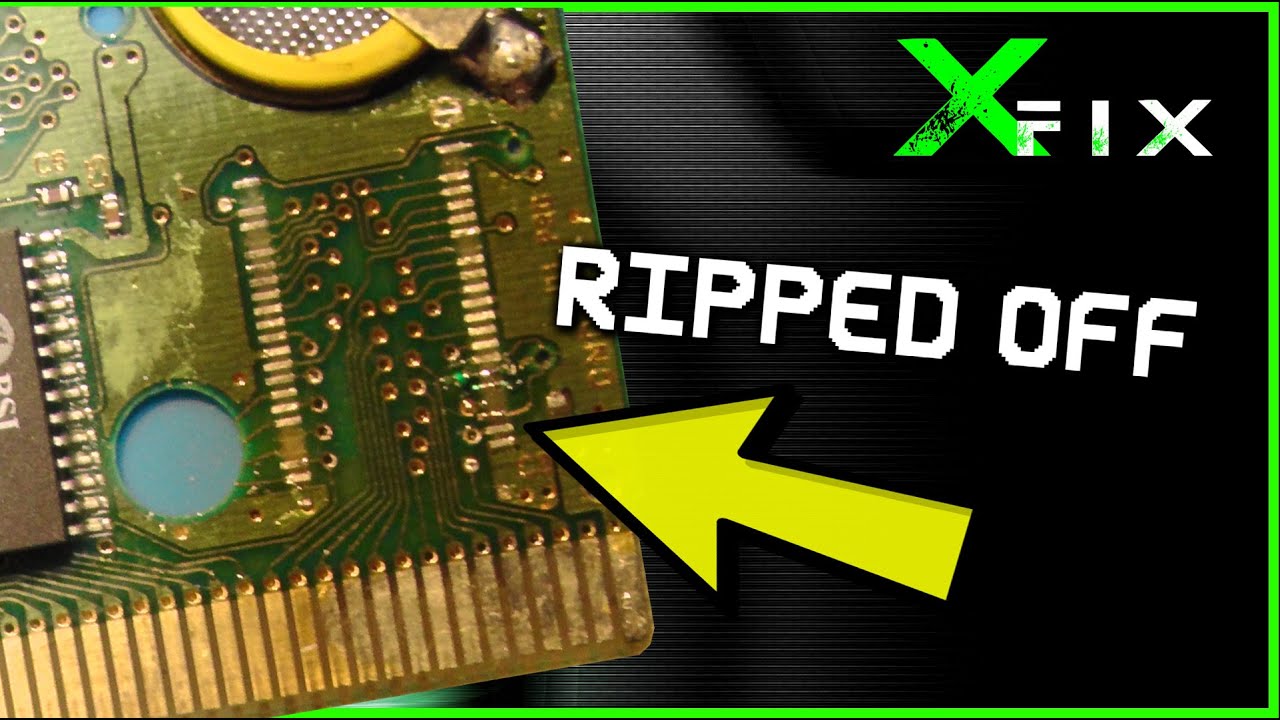 Pokemon Crystal Gameboy Game Repair Fixing - Broken Ripped Off Traces & Main Chip Off