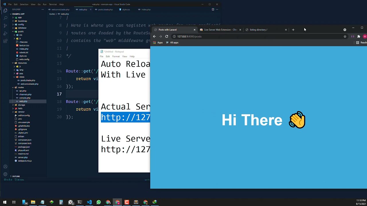 Laravel Auto Reload with VS Code Live Server Extension