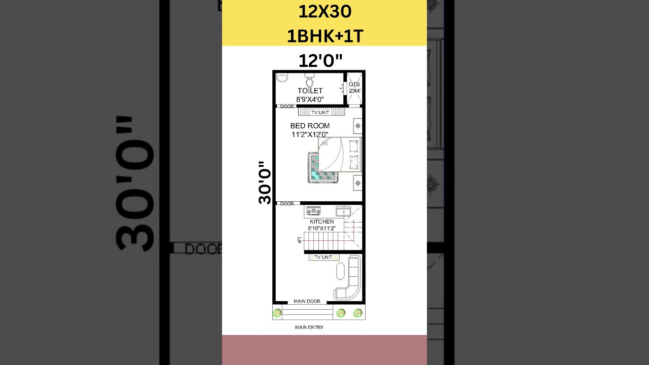 12 by 30 house plan  #viral #homeplan #shorts @empirostudio