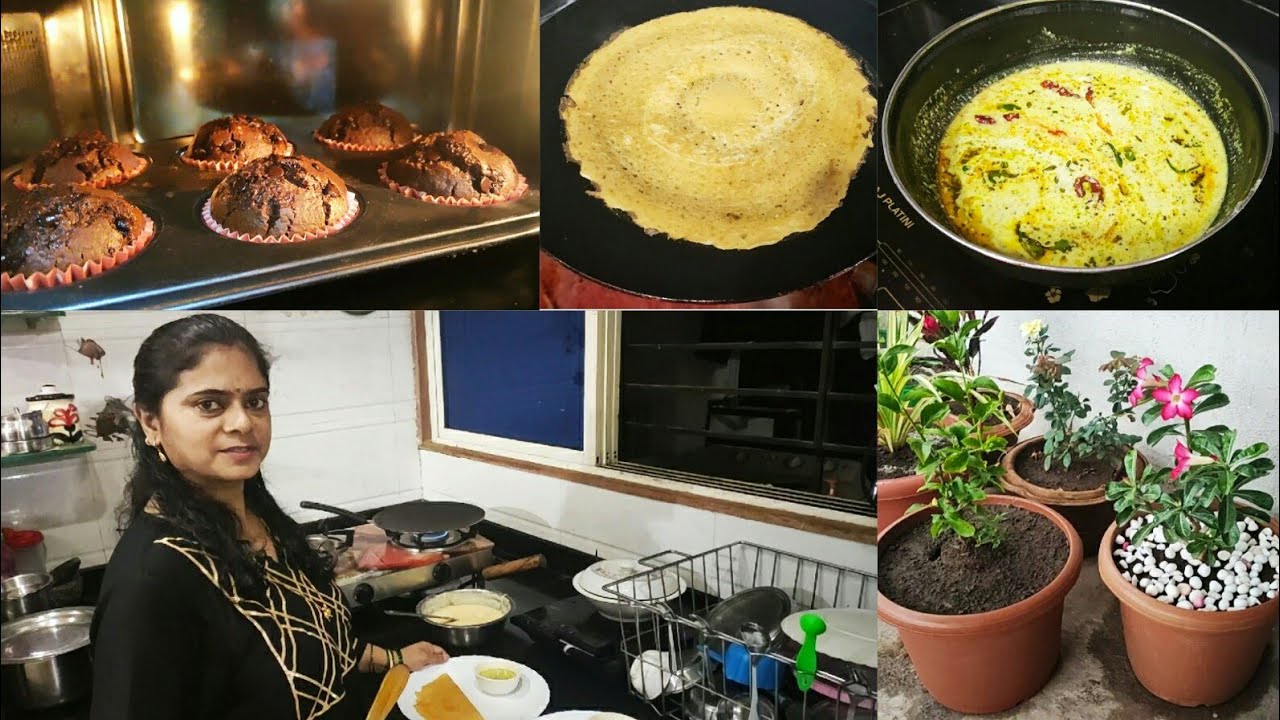 EVENING TO NIGHT FULLDAY ROUTINE, Mix Dal Instant Dosa, Eggless Chocholate Muffins, Peanut Chutney