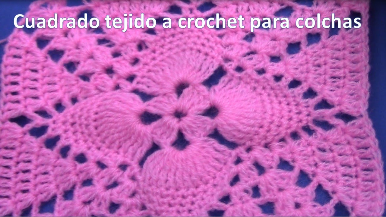 Cuadrado o cuadro a crochet en punto piñitas paso a paso para colchas y cojines