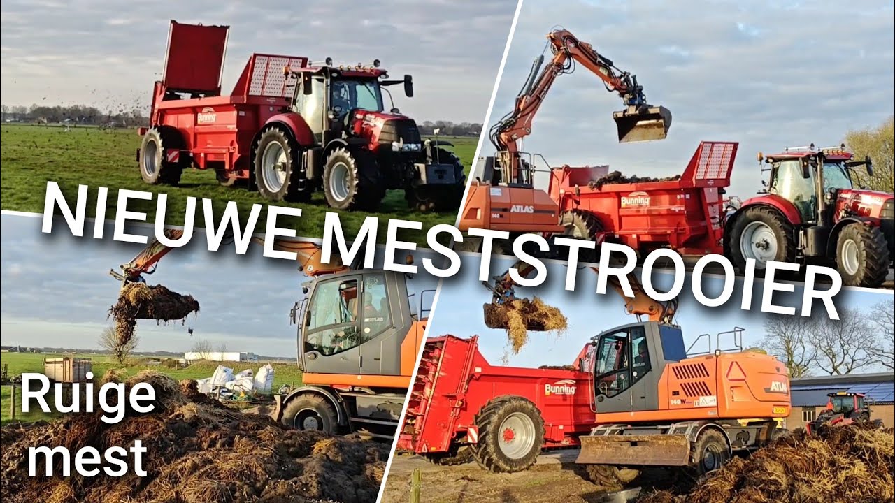 Met NIEUWE MESTSTROOIER de composthoop over het land strooien! | Boer Gerrit vlogt 