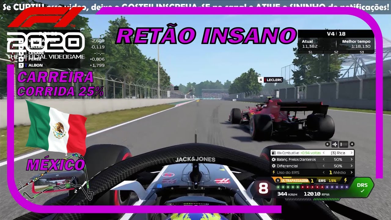 F1 2020 - MODO CARREIRA #20 - LARGADA E RETAS LONGAS. FUNCIONA - GP DO M&Eacute;XICO 25% - AI 102