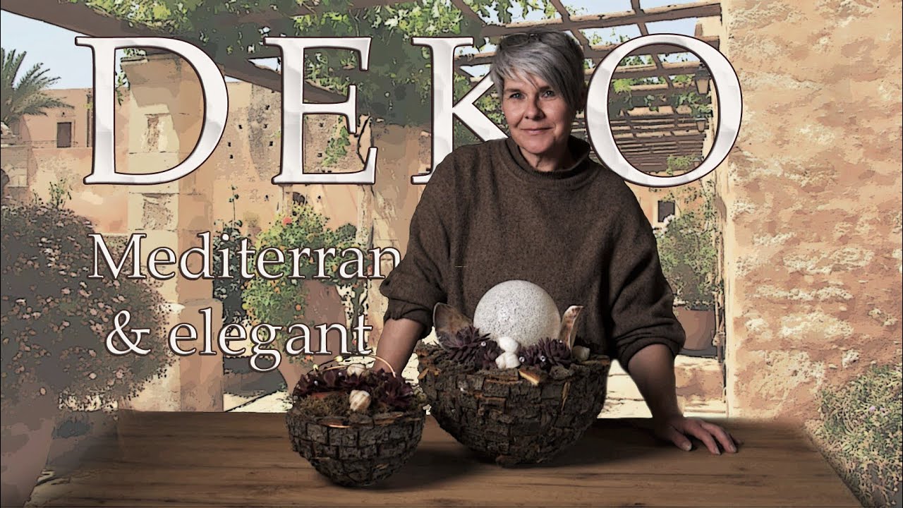 Mediterrane Natur Dekoidee DIY |  mit Sukkulenten, Baumrinde und Muscheln - einfach elegant