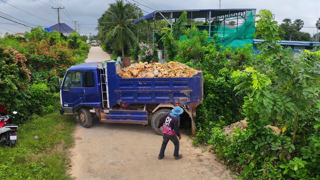incredible project landfill build factory, truck transport soil with bulldozer push soil to forestry