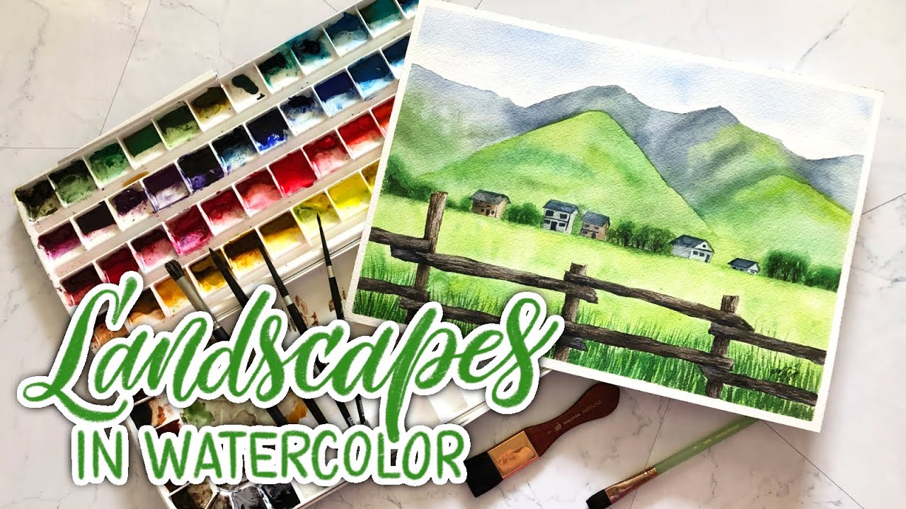 Landscapes in Watercolor: Painting Meadow Scenery with Textured Wooden Fence