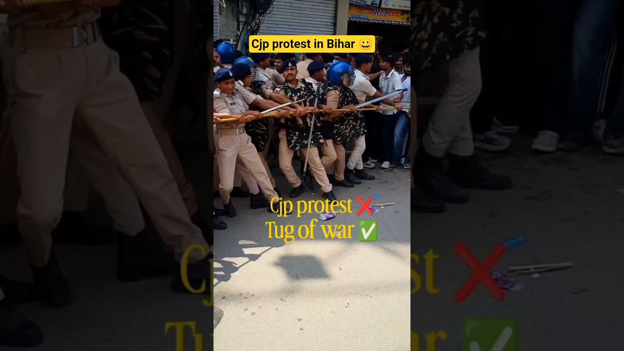 CJP protest ❌ tug of war 😀#india #cjp #protest #bihar #jantarmantar #protest #viral #shorts