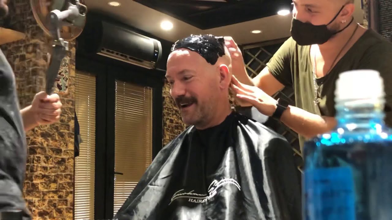 Turkish Barber Headshave & Crazy Head Waxing [See Info button in upper right corner for full video]