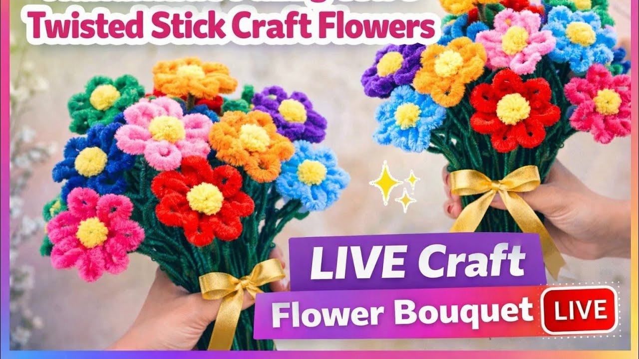 🌼 DIY Fuzzy Wire Flowers Bouquet | Handmade Craft Live