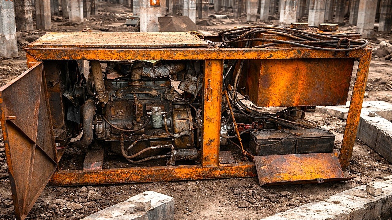 🔧Epic Restoration of a Rusted Concrete Pile Press Machine – Rebuilding a Completely Destroyed Engine