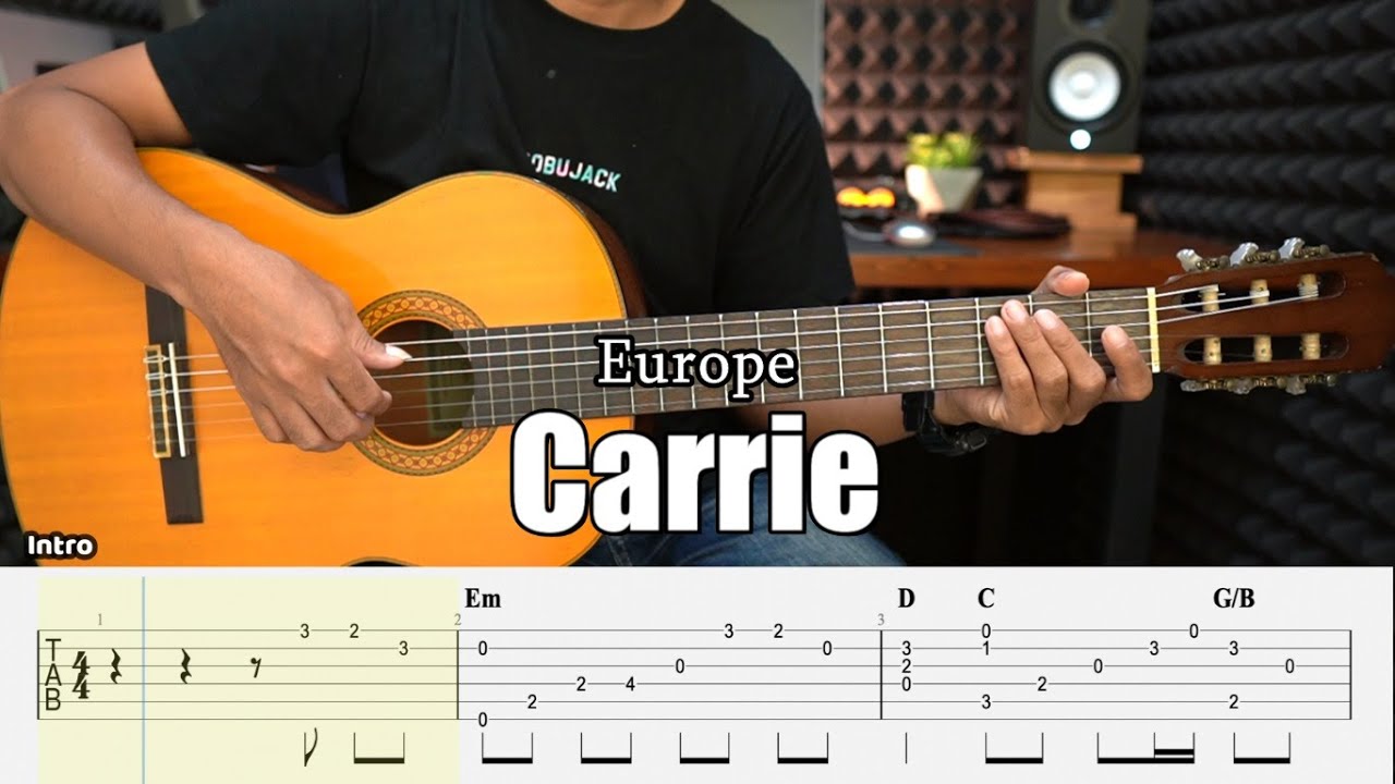 Carrie - Europe - Fingerstyle Guitar Tutorial + TAB & Lyrics