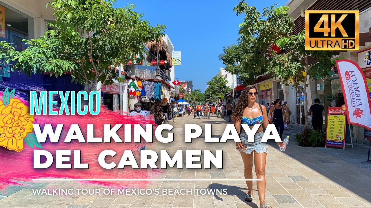 🇲🇽 Mexico Walking Tour - Playa Del Carmen - Fifth Avenue (Quinta Avenida) 4K HDR - 60fps