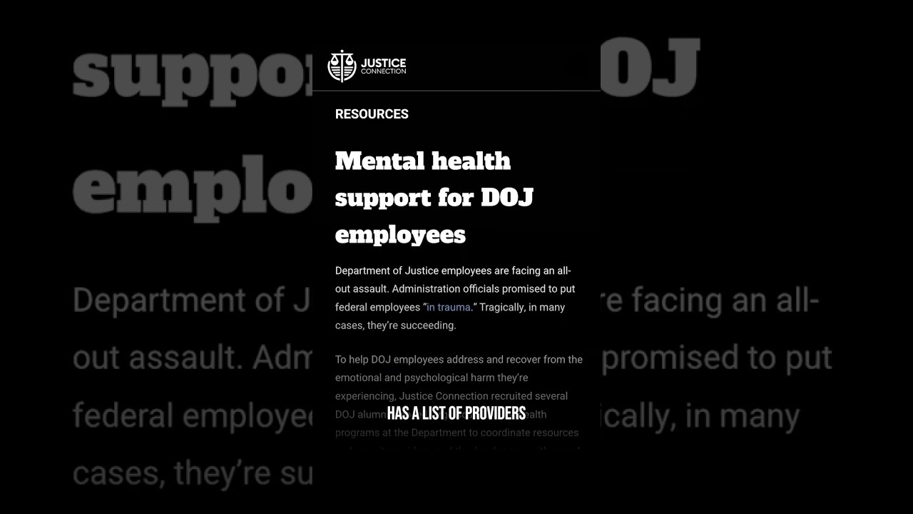 Justice Connection Mental Health Network, Safe Place for DOJ Employees