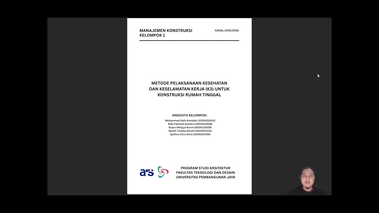 VIDEO PRESENTASI MANAJEMEN KONSTRUKSI KELOMPOK 1