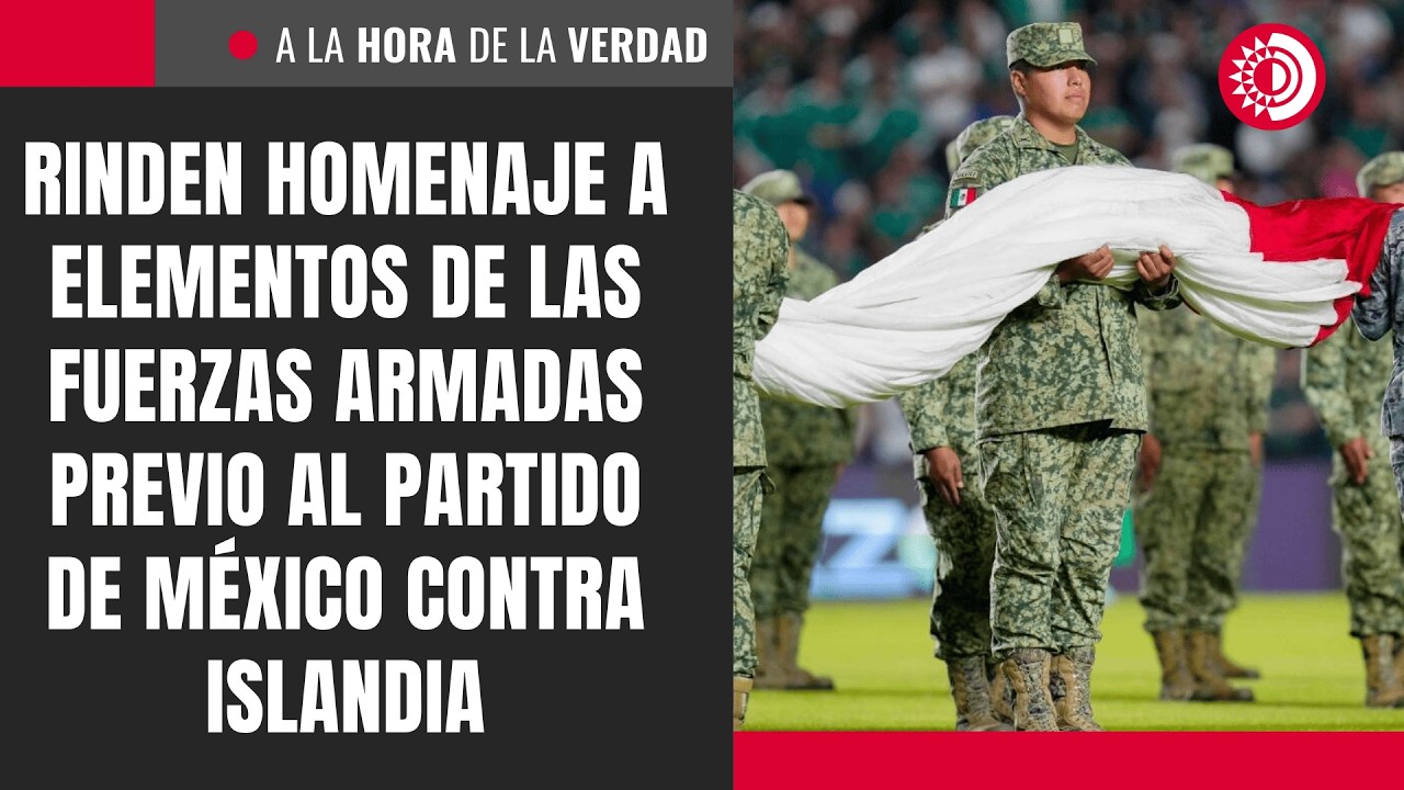 Rinden homenaje a elementos de las Fuerzas Armadas previo al partido de M&eacute;xico contra Islandia