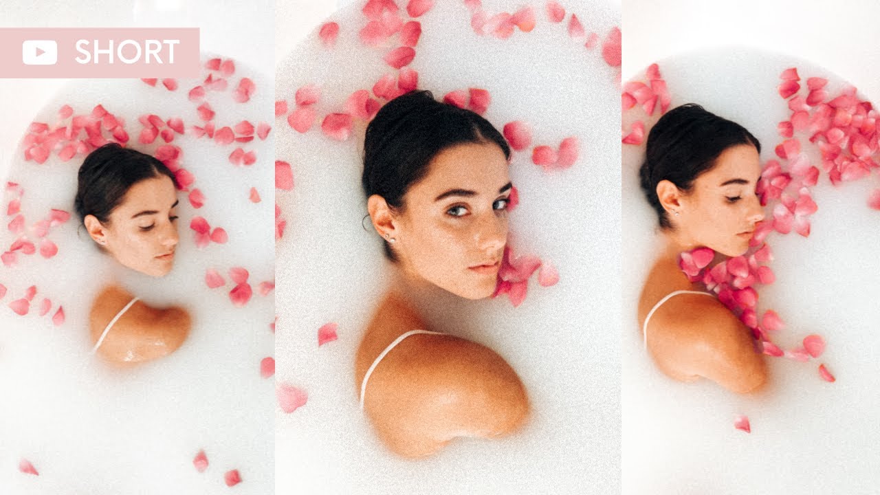 SHORT | Milk Bath Photoshoot Flower Petals | At Home DIY Creative Photoshoot Ideas #SHORT