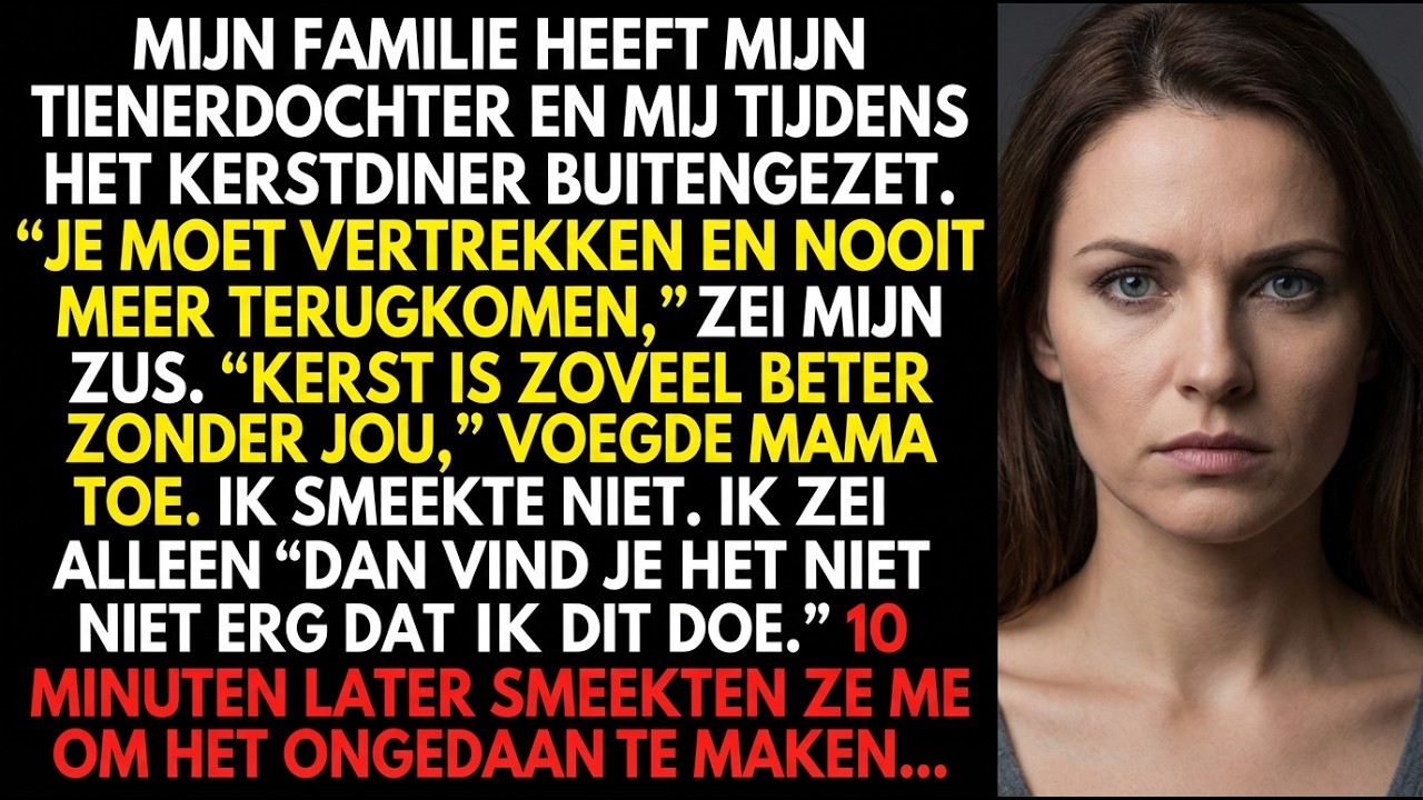 Met Kerstmis zette mijn familie mij en mijn tienerdochter uit huis — en 10 min later smeekten ze...