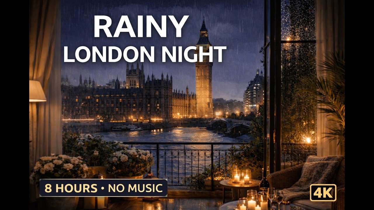 Rainy London Night – 8 Hours of Deep Sleep Rain Sounds (No Music, 4K)
