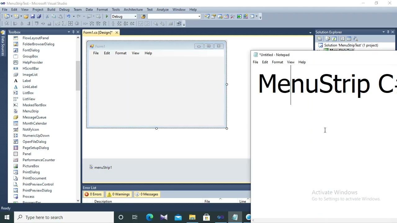 64. MenuStrip in C# - C# Programming in Burmese
