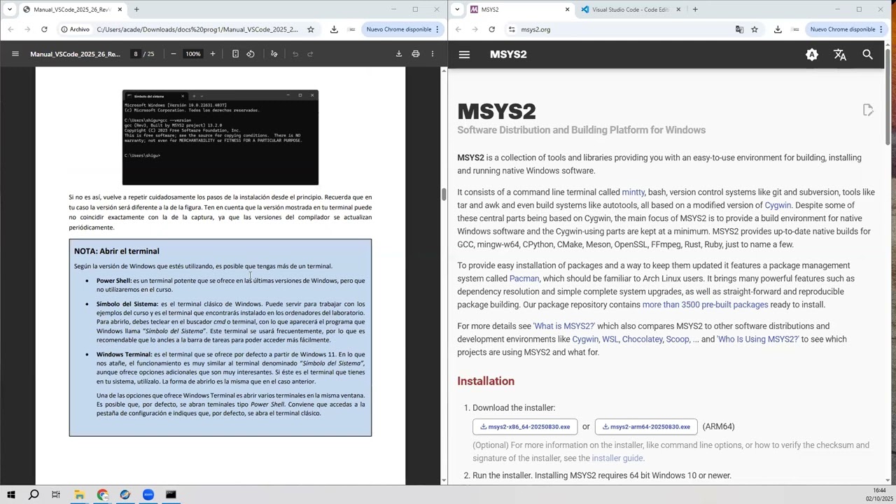 Instalacion VSCode y Msys2 (2025)