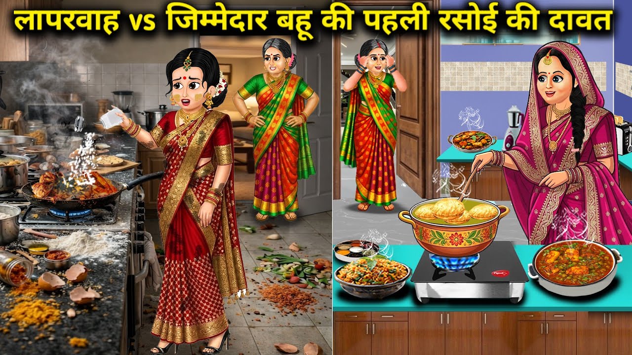 लापरवाह vs जिम्मेदार बहू की पहली रसोई की दावत||Careless vs Responsible Daughter-in-law's First Kitch