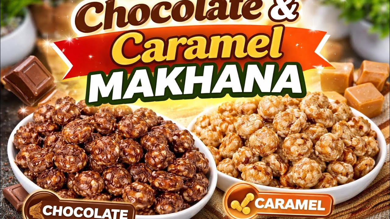 Chocolate & Caramel Makhana | 2 Easy Sweet Snacks | Healthy Fox Nuts Recipe