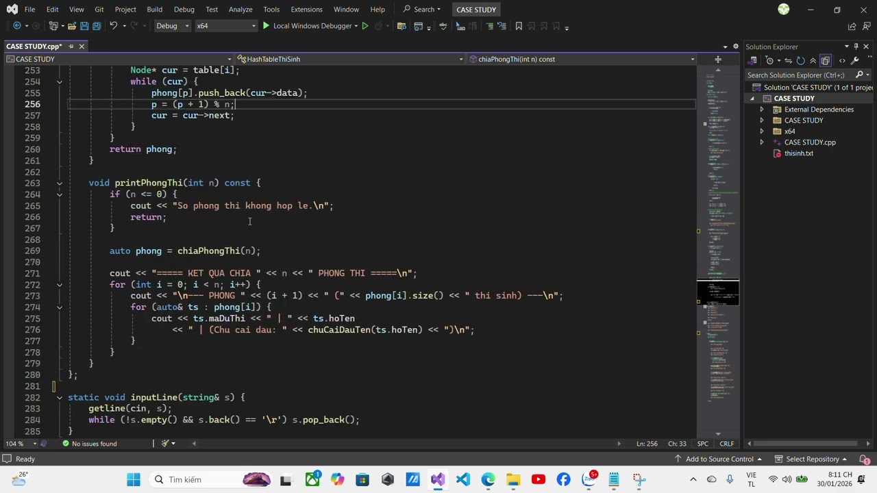CTDL&GT – Case Study Quản Lý Danh Sách Thí Sinh (Hash Table + Linked List | C++)