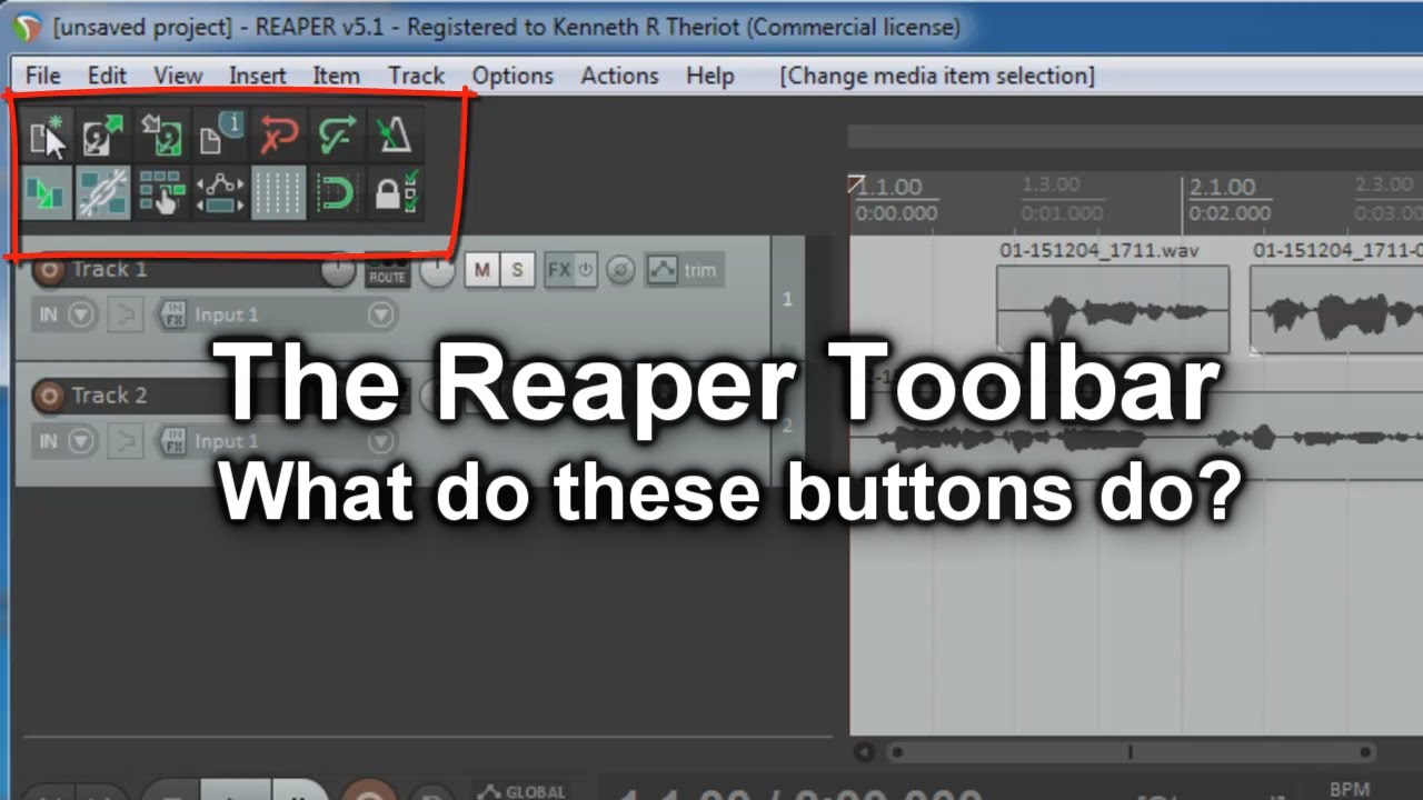 Reaper Toolbar- What All Those Buttons Mean