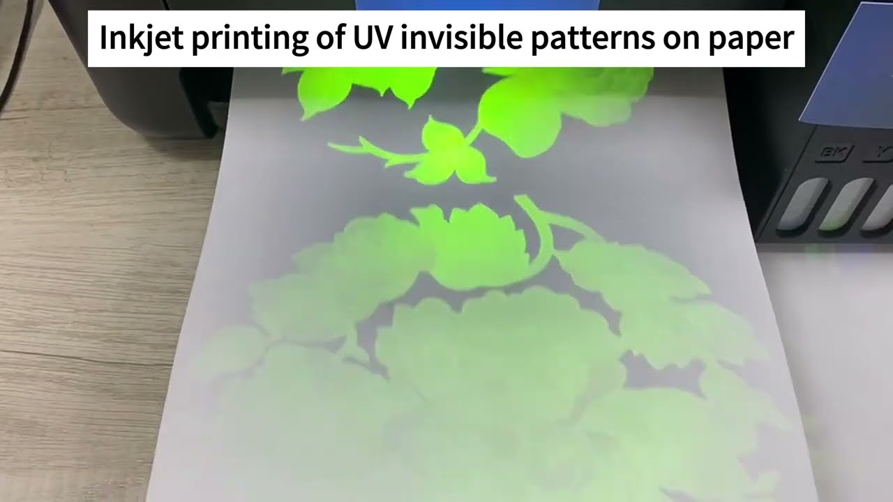 Inkjet printing of UV invisible fluorescent ink patterns on paper #printing #ink #uv