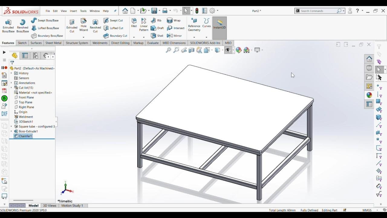 Solidworks Tutorial_Structure Table with Cover