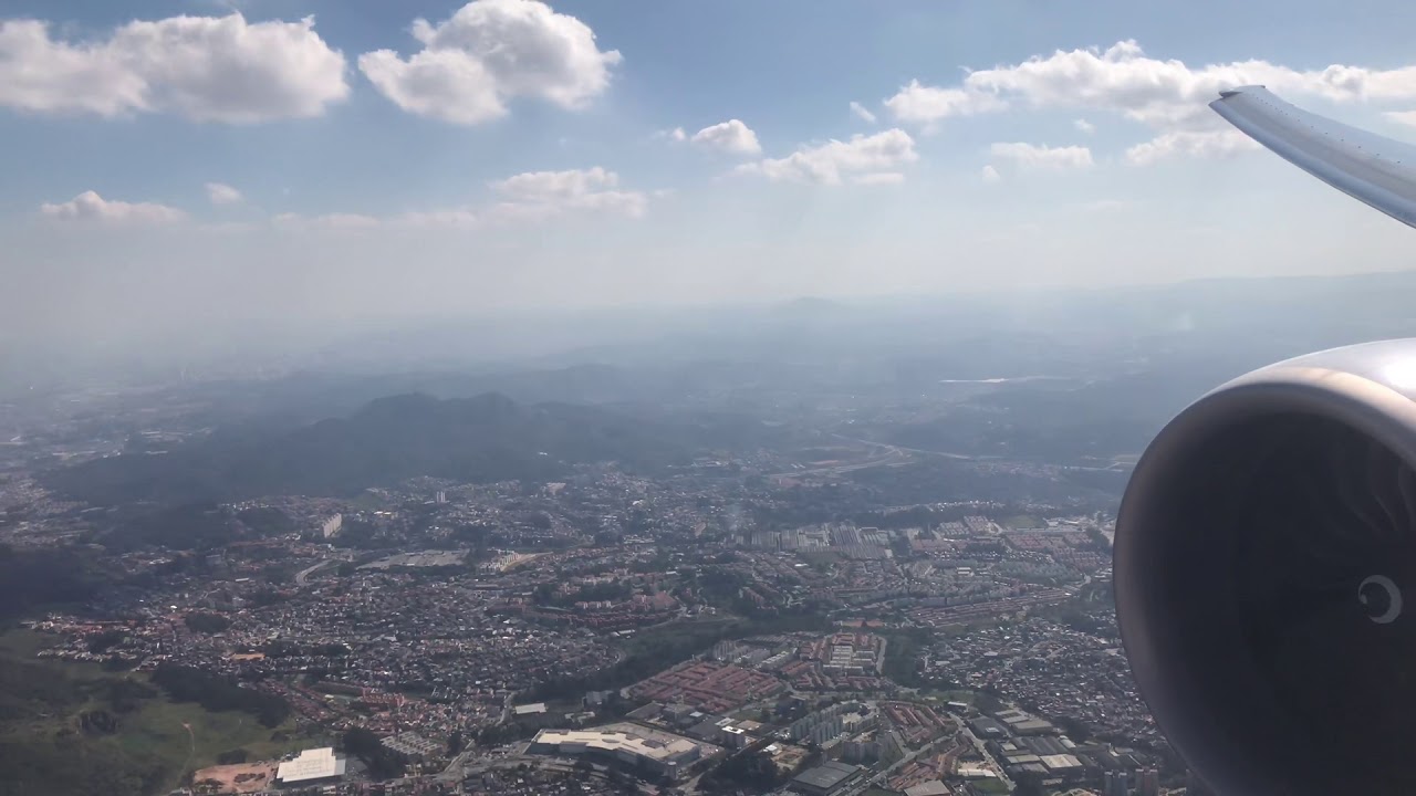 B777 Wingview Landing at São Paulo GRU